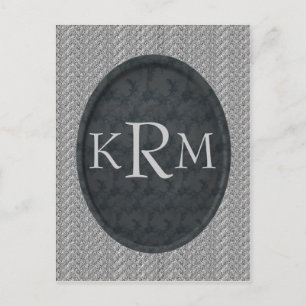 Postales florales negras monogramadas