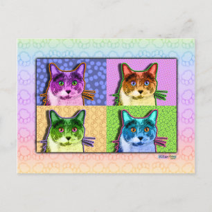 Postales - Gato de arte pop