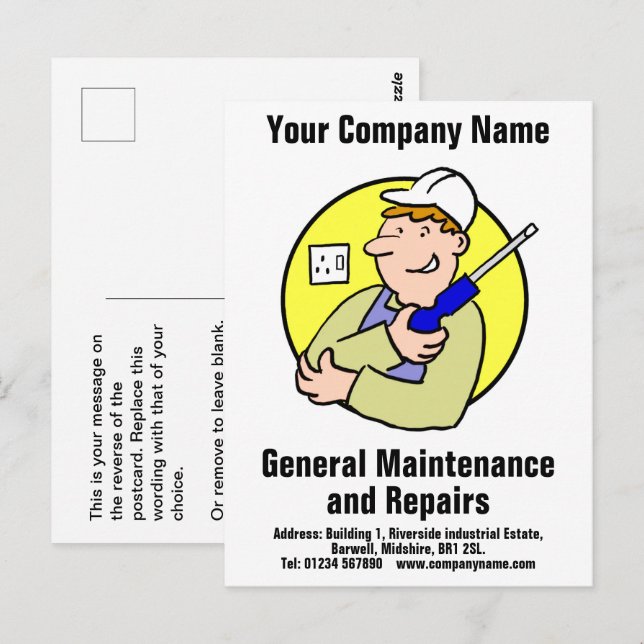 Postales generales de mantenimiento y reparaciones (Anverso / Reverso)
