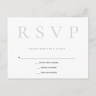 Postales gris simples de boda rsvp