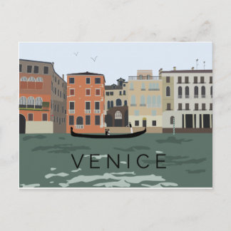 Postales ilustradas de Venecia Gondola