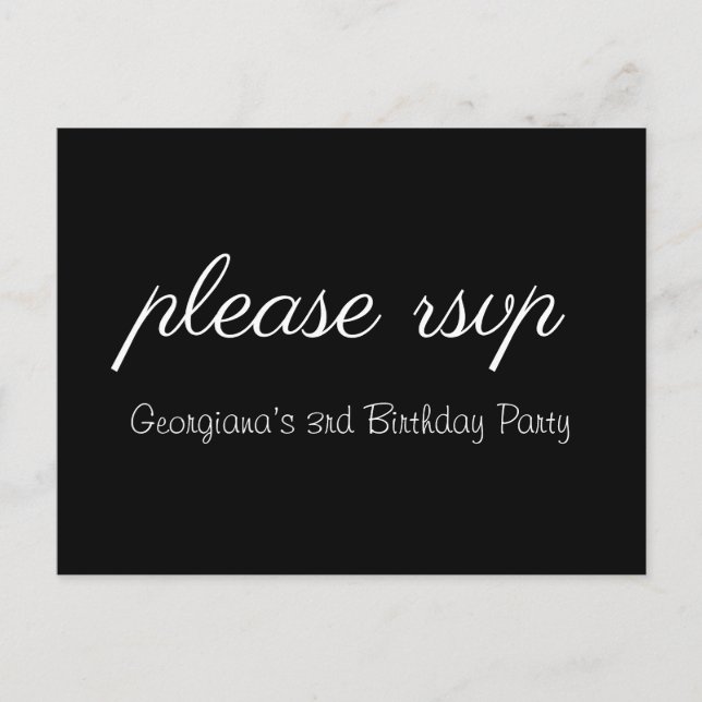 Postales limpias y elegantes de "por favor rsvp" (Anverso)