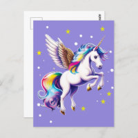 Postales mágicas de unicornio arcoiris