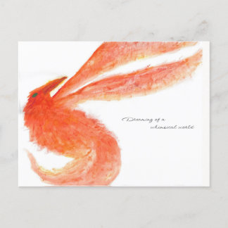 Postales míticas de pájaro pintadas de rojo