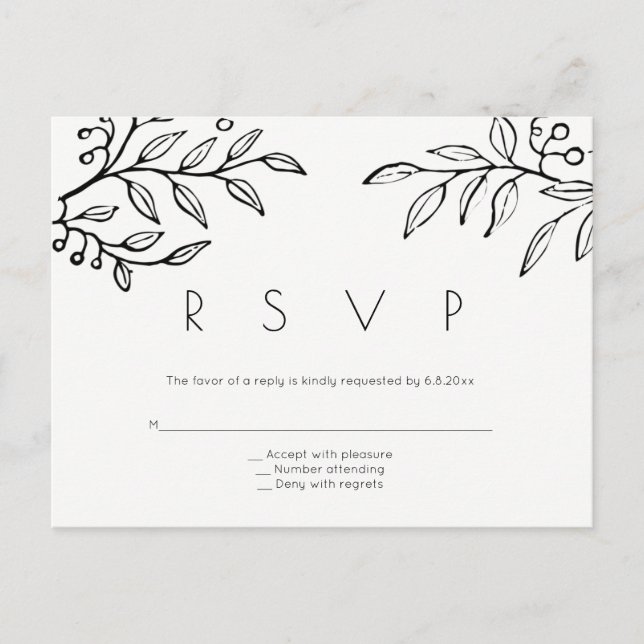 Postales modernas de rsvp de boda en sucursales (Anverso)