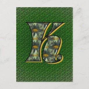 Postales monogramadas iniciales K Black Daisies