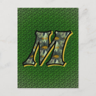 Postales monogramadas iniciales M Black Daisies