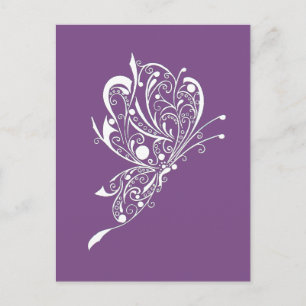 Postales moradas del tatuaje de mariposa blanca