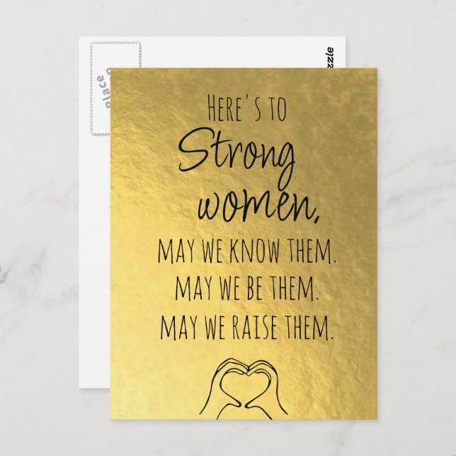 Postales motivacionales para mujeres con fuerza de (Anverso / Reverso)