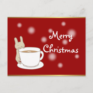 Postales navideñas de Conejo y Café Rojo Merry