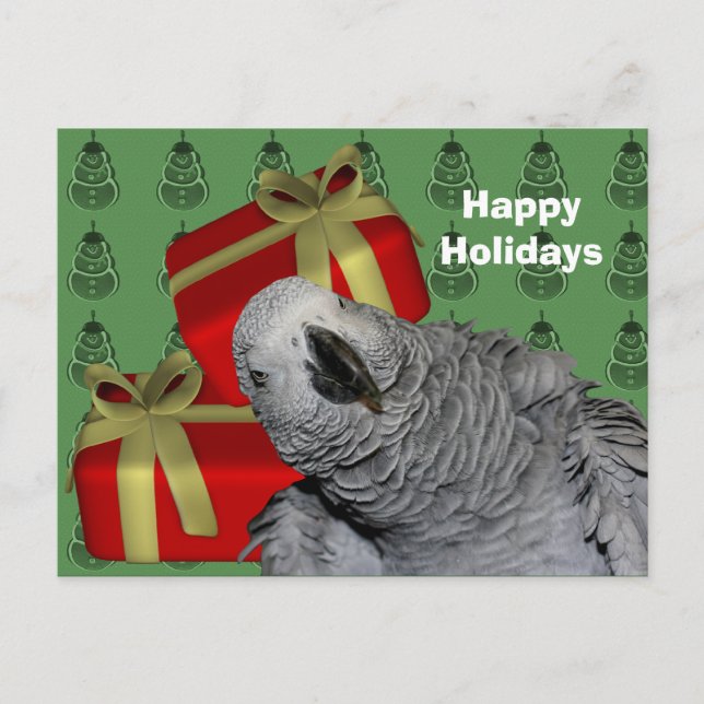 Postales navideñas de Navidades de loro gris afric (Anverso)