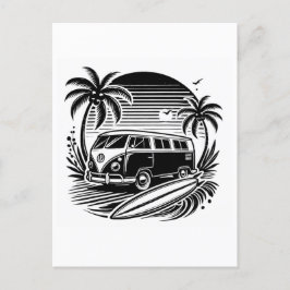 Postales navideñas de retro surf Van & Palm Trees