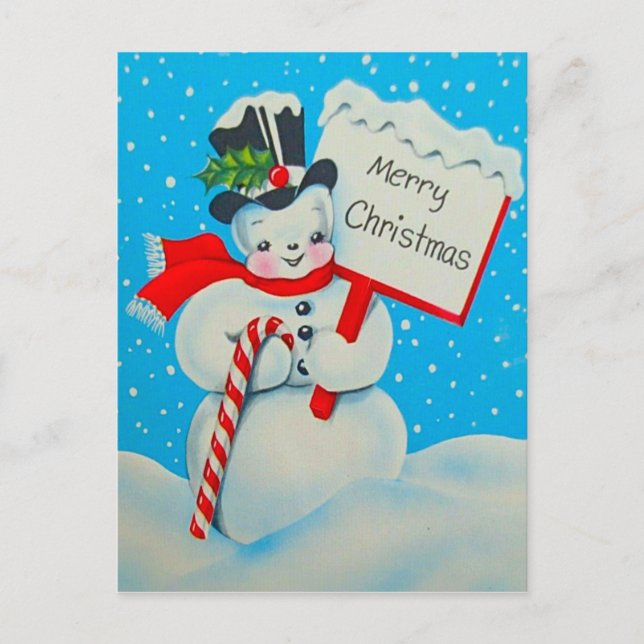 Postales navideñas de Snowman de los años 1950 (Anverso)