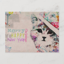 Postales navideñas de Watercolor Cat Merry