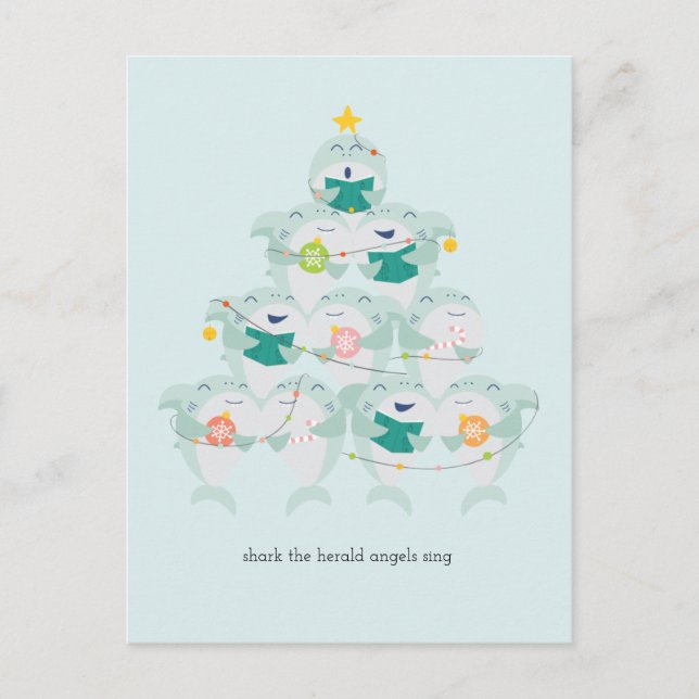 Postales navideñas del coro de tiburones navidades (Anverso)