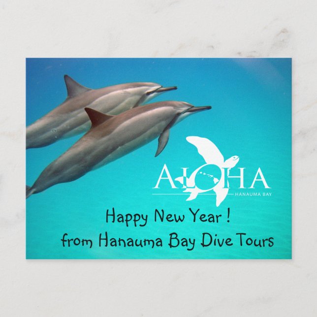 Postales navideñas felices de Año Nuevo de Hawái (Anverso)