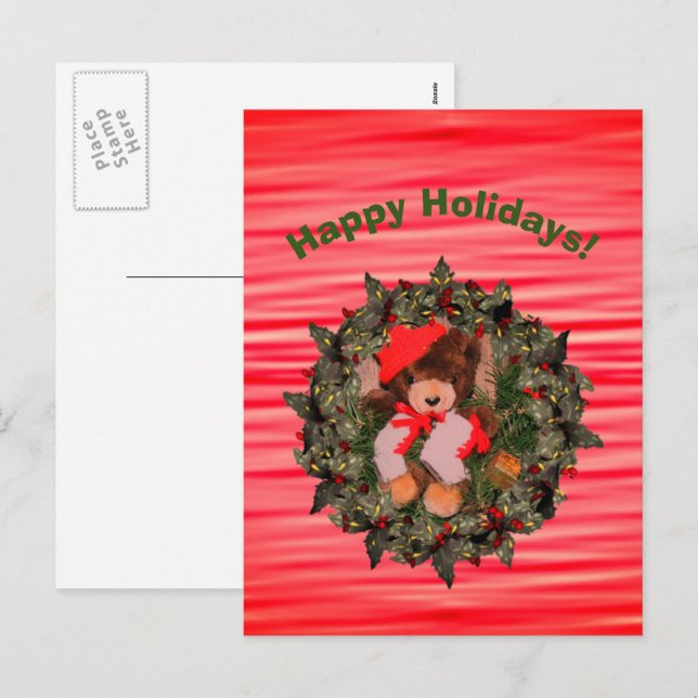 Postales navideñas para Navidades de coraje de oso (Anverso / Reverso)