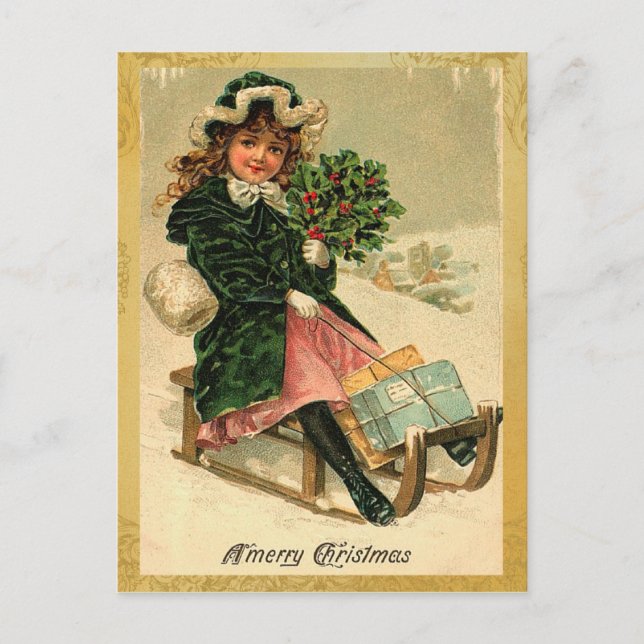 Postales navideñas Vintage Merry (Anverso)