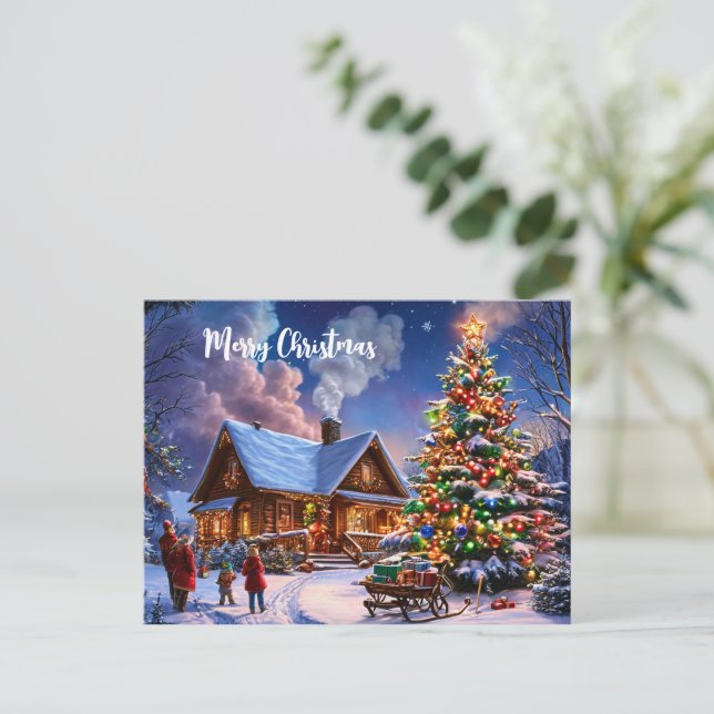 Postales navideñas vintage | Saludo festivo festiv (Anverso de pie)