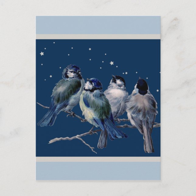 Postales nocturnas de Navidades azules y plateados (Anverso)