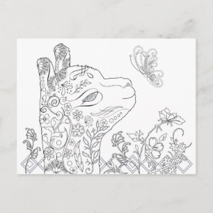 Postales para adultos con colores alpaca mariposa