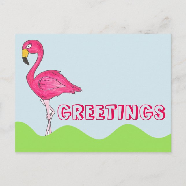 Postales para aves de Bonito rosa Flamingo (Anverso)