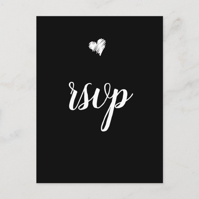 Postales para bodas de corazón de B&W rsvp (Anverso)