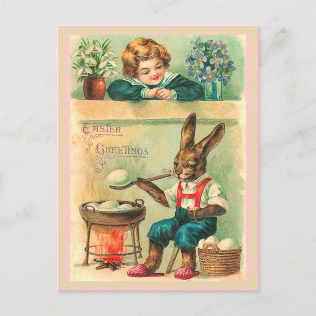 Postales para conejito de Pascua Retro (Anverso)