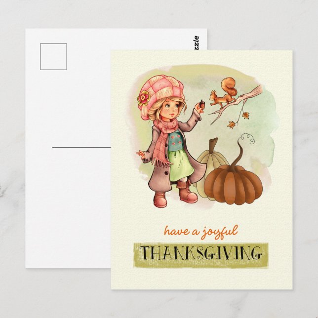 Postales para el Día de Acción de Gracias de Littl (Anverso / Reverso)