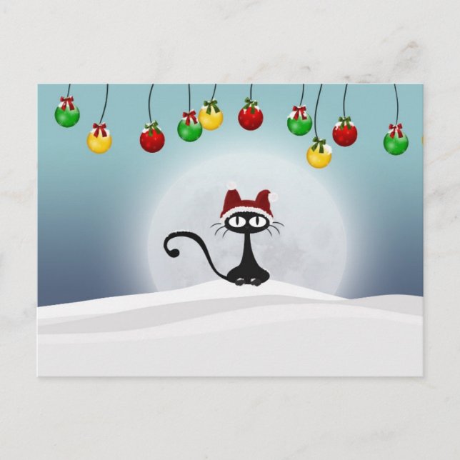 Postales para gato de Navidades retro vintage (Anverso)