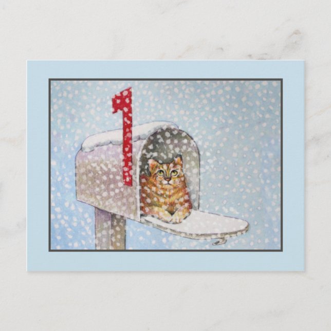 Postales para gato de Navidades Snowowly (Anverso)