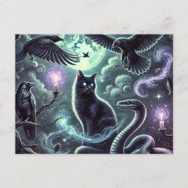 Postales para gatos de bruja | Halloween Black Cat