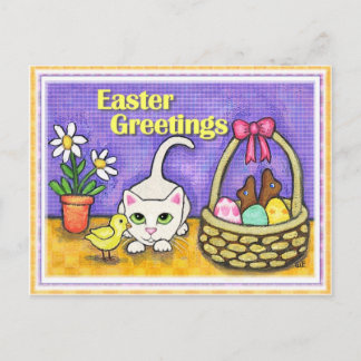 Postales para gatos y polluelos de Pascua