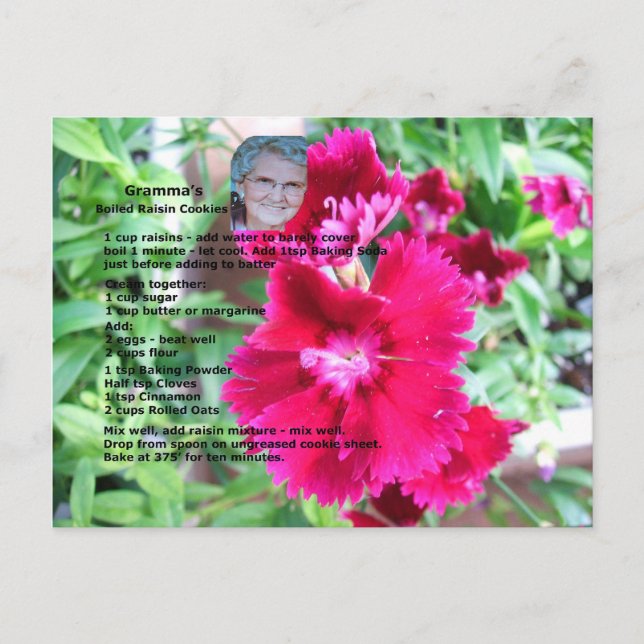 Postales para la receta de gallina raisin hervida (Anverso)