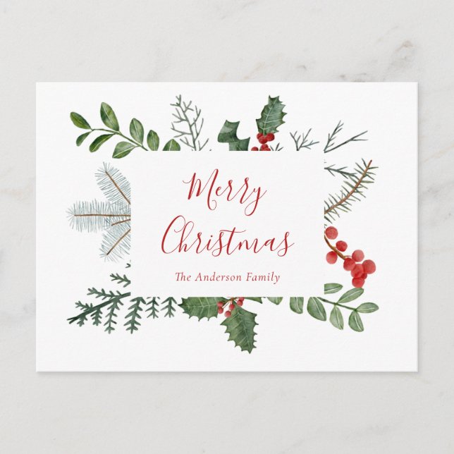 Postales para Navidades de Holiday Greenery y Holl (Anverso)