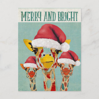 Postales para Navidades de jirafas de Peeking