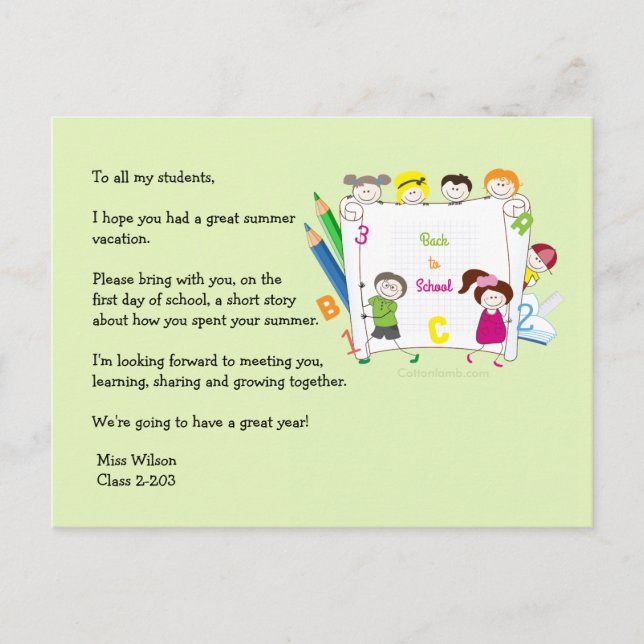 Postales para romper el hielo del profesor escolar (Anverso)