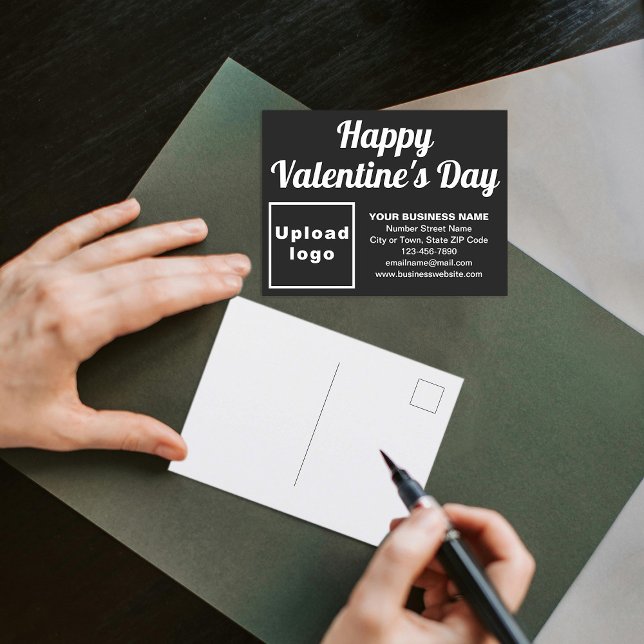 Postales para vacaciones de San Valentín de negoci (Business Valentine black holiday postcard to advertise your business this Valentine's Day.)