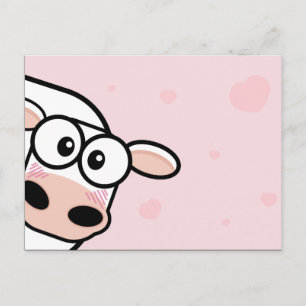 Postales para vacas y corazones rosados ruidosos