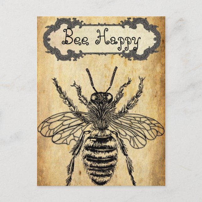 Postales personalizadas de Bee Happy (Anverso)