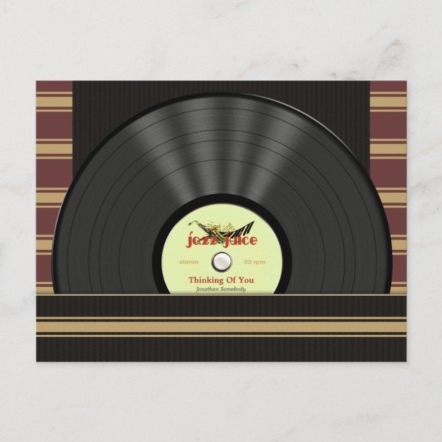 Postales personalizadas de Jazz Vinyl Record (Anverso)