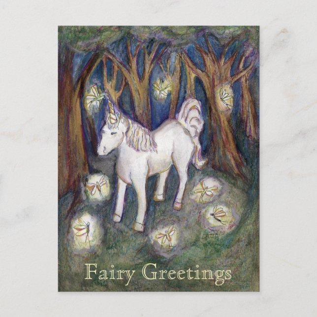 Postales personalizadas de saludos de unicornio (Anverso)