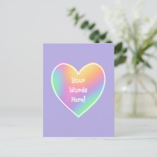 Postales personalizadas del corazón del arcoiris