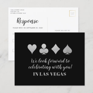Postales plateadas RSVP de la boda de Las Vegas de