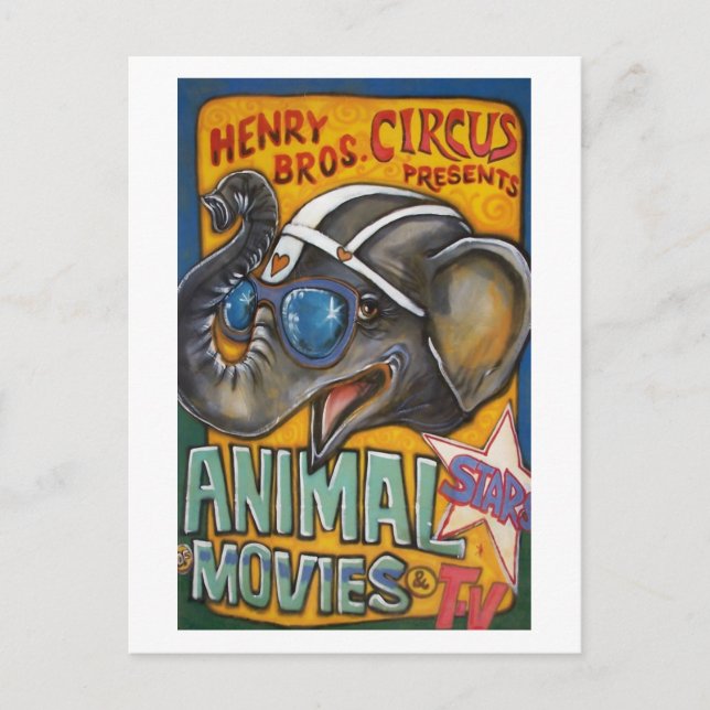 Postales Posters del circo - Corto el elefante (Anverso)