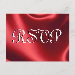 Postales rojas de RSVP del satén