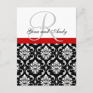 Postales RSVP con Damasco de Monograma para Bodas