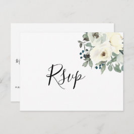Postales RSVP con flores de marfil de marina con e