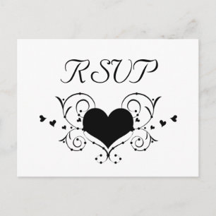 Postales RSVP con sabor cardíaco, negro