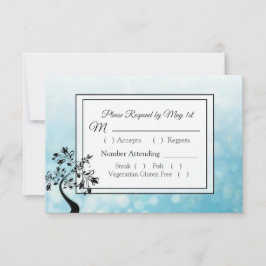Postales RSVP de árbol decorativo azul y negro